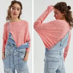 Anthropologie Damiana Pullover Sweater Slouchy Boho Cotton Coral Women's Medium